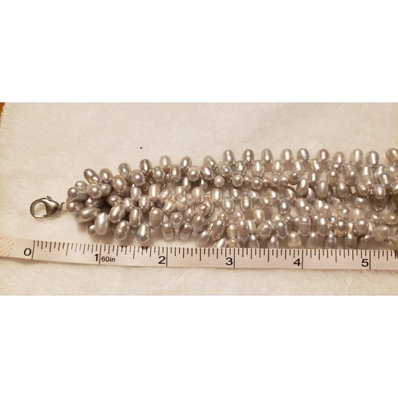 LUCORAL Gray Cultured Freshwater Pearl Multi Strand Necklace Sterling Silver - Picture 6 of 7